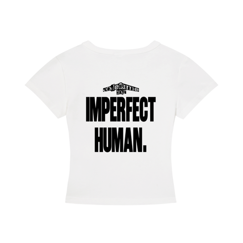 "Imperfect Human" White Cropped